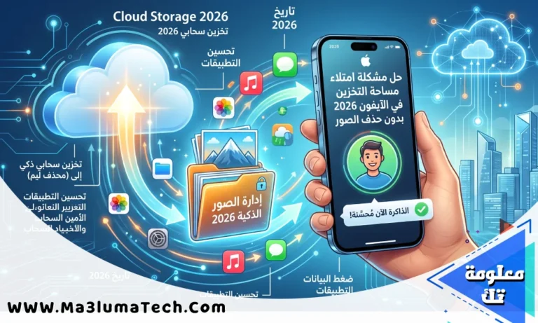 طريقة حل مشكلة امتلاء مساحة التخزين في الآيفون 2026 بدون حذف الصور